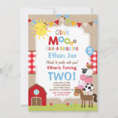 ファーム誕生日招待状納屋周囲の庭誕生日パーティー 招待状 (正面)