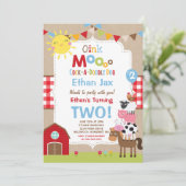 ファーム誕生日招待状納屋周囲の庭誕生日パーティー 招待状 (スタンド正面)