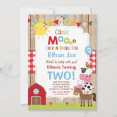 ファーム誕生日招待状納屋周囲の庭誕生日パーティー 招待状 (正面)