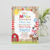 ファーム誕生日招待状納屋周囲の庭誕生日パーティー 招待状 (スタンド正面)