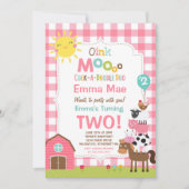 ファーム誕生日招待状納屋周囲の庭誕生日パーティー 招待状 (正面)