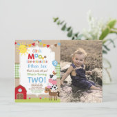 ファーム誕生日招待状納屋周囲の庭誕生日パーティー 招待状 (スタンド正面)