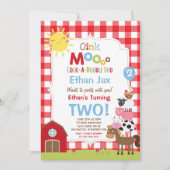 ファーム誕生日招待状納屋周囲の庭誕生日パーティー 招待状 (正面)