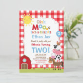 ファーム誕生日招待状納屋周囲の庭誕生日パーティー 招待状 (スタンド正面)