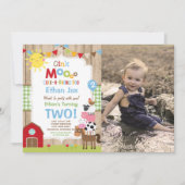 ファーム誕生日招待状納屋周囲の庭誕生日パーティー 招待状 (正面)