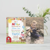 ファーム誕生日招待状納屋周囲の庭誕生日パーティー 招待状 (スタンド正面)