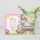 ファーム誕生日招待状納屋周囲の庭誕生日パーティー 招待状 (スタンド正面)