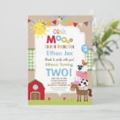 ファーム誕生日招待状納屋周囲の庭誕生日パーティー 招待状 (スタンド正面)