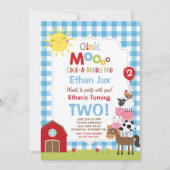 ファーム誕生日招待状納屋周囲の庭誕生日パーティー 招待状 (正面)