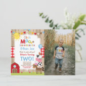 ファーム誕生日招待状納屋周囲の庭誕生日パーティー 招待状 (スタンド正面)