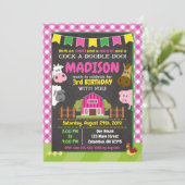 ファーム誕生日招待状/ガール納屋周囲の庭パーティー 招待状 (スタンド正面)