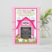 ファーム誕生日招待状|ガール納屋周囲の庭誕生日 招待状 (スタンド正面)