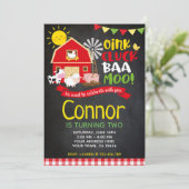 ファーム誕生日招待状、チャルクボード招待状 招待状 (スタンド正面)