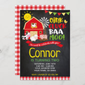 ファーム誕生日招待状、チャルクボード招待状 招待状 (正面/裏面)