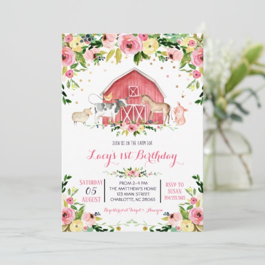 ファーム誕生日招待状，ファーム誕生日の招待 招待状 (スタンド正面)