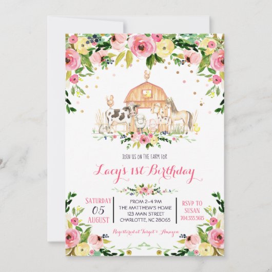 ファーム誕生日招待状，ファーム誕生日の招待 招待状 (正面)
