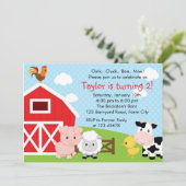 ファーム誕生日招待状 – 少年（青） -納屋周囲の庭 招待状 (スタンド正面)