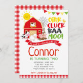 ファーム誕生日招待状、納屋周囲の庭パーティー 招待状 (正面/裏面)