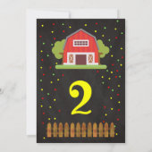 ファーム誕生日招待状/納屋周囲の庭パーティー 招待状 (裏面)