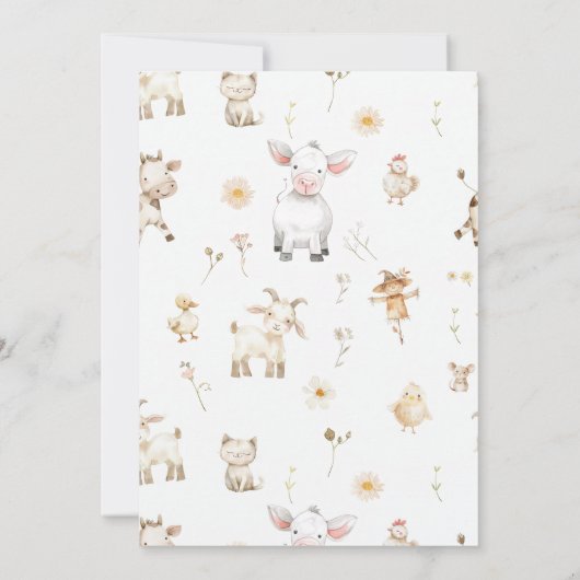 ファーム誕生日招待状、納屋周囲の庭誕生日招待状 招待状 (裏面)