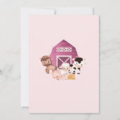 ファーム誕生日第1招待状ピンクガールズワンアニマル 招待状 (裏面)