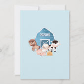 ファーム誕生日第1招待状ブルーボーイズワンアニマル 招待状 (裏面)