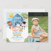 ファーム誕生日第1招待状ブルーボーイズ1枚 招待状 (正面)