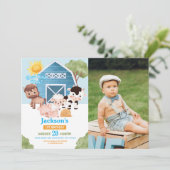 ファーム誕生日第1招待状ブルーボーイズ1枚 招待状 (スタンド正面)