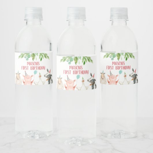 ファーム誕生日納屋周囲の庭アニマルズボーディコーレーベル ペットボトルラベル (ボトル)