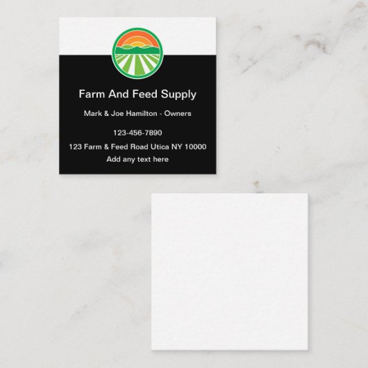 ファーム食べ物を与えと名刺 スクエア名刺 (正面/裏面)