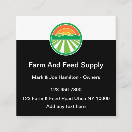 ファーム食べ物を与えと名刺 スクエア名刺 (正面)