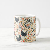 ファーム鶏、鶏\花コテージ コーヒーマグカップ (正面右)