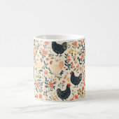 ファーム鶏、鶏\花コテージ コーヒーマグカップ (中央)