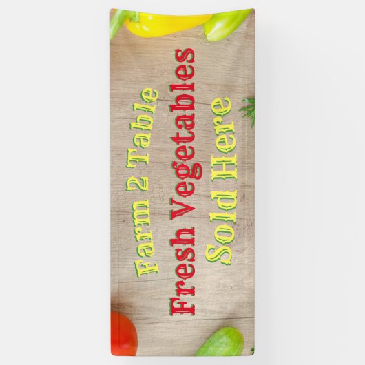 ファーム2テーブル新鮮な野菜の販売ここにバナー 横断幕 (縦)