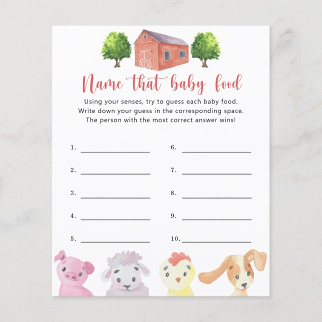 ファーム – そのベビーフードシャワーゲーム (正面)