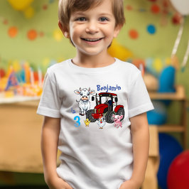 ファーム アニマル ファン レッド トラクター バースデー パーティー トドラーTシャツ