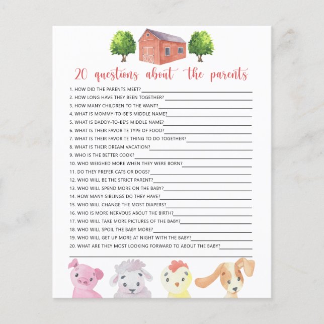 ファーム – ゲーム – 親に関する20の質問 (正面)