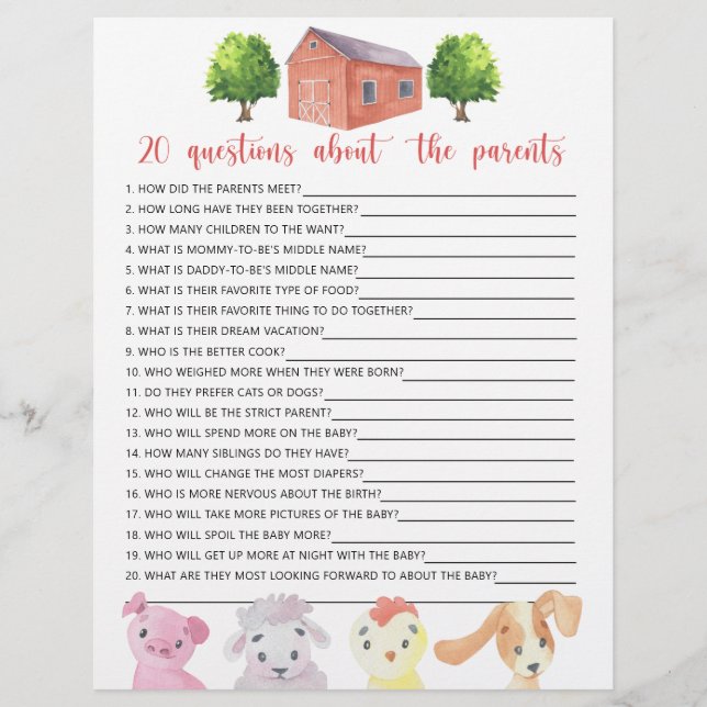 ファーム – ゲーム – 親に関する20の質問 (正面)