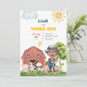 ファーム・スリー・I-E-I-O 3歳の誕生日フォト招待状 招待状 (スタンド正面)