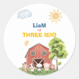 ファーム・スリー・I-E-I-O 3歳の誕生日 ラウンドシール