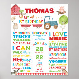 ファーム バーンヤード 1歳の誕生日 マイルストーン 誕生統計 ポスター