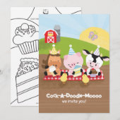 ファーム・フレンズお誕生日会招待状　バージョン２ 招待状 (正面/裏面)