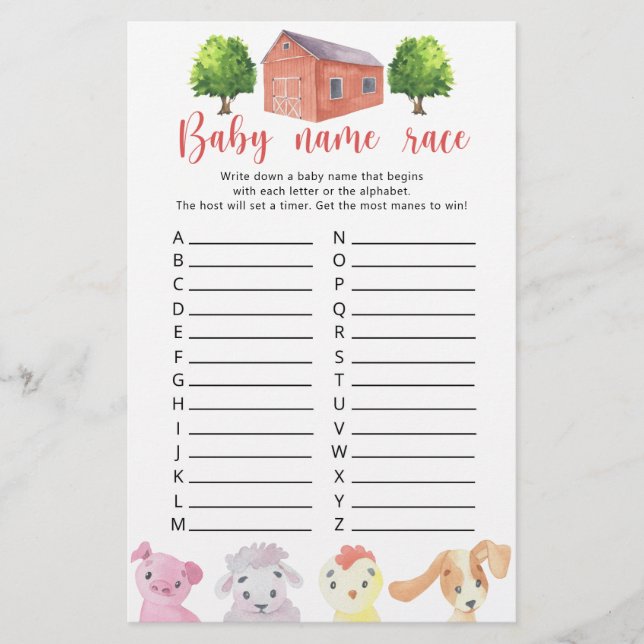 ファーム – ベビー名レースゲーム (正面)