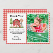 ファーム/納屋周囲の庭誕生日サンキューカード（写真付き） サンキューカード (正面/裏面)