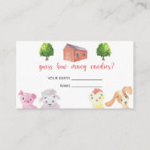 ファーム – 赤ちゃんシャワーはキャンディーの数を推測 エンクロージャーカード (正面)