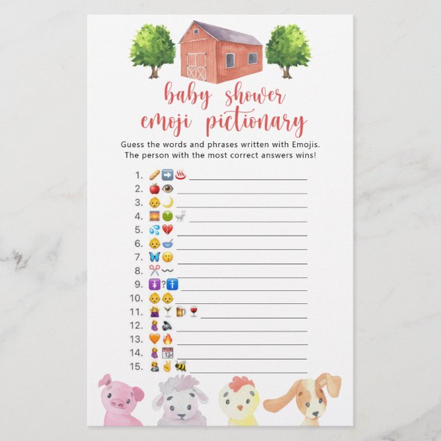 ファーム – 赤ちゃんシャワー絵文字ゲーム (正面)