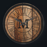 ファーモダンムハウスファミリーモノグラムバーンウッド ラージ壁時計<br><div class="desc">Farmモダンhouse Monogram 素朴 Wood Clock on 素朴 Barnwood -時計は、イニシャルで簡単にカスタマイズできます。贈り物素晴らしをする！</div>