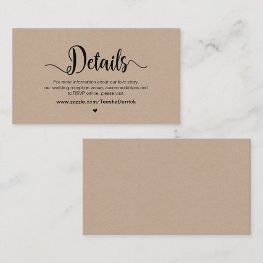 ファーモダンム·クラフト氏結婚の詳細 エンクロージャーカード (正面/裏面)