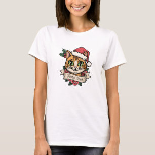 ファーリークラウス: ビンテージ クリスマス キャット Tシャツ