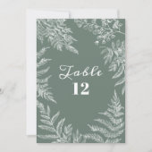 ファーンエレガントリーフセージ緑結婚のテーブル番号 招待状 (正面)